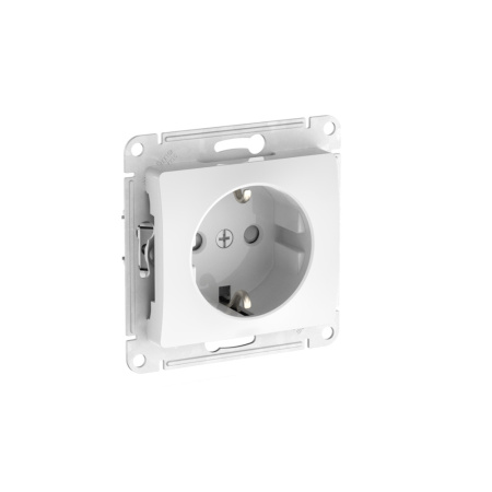 Атлас белый розетка скрытая 1-мест заземление шторки быстрозажим. клем. IP20 