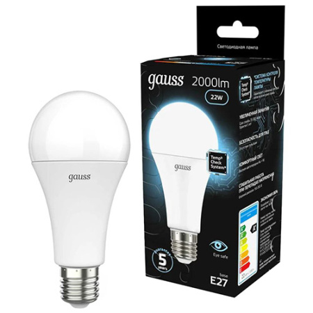 купить Лампа светодиодная 220В Е27 22Вт 4100К 2000лм стандарт A70 матовая Gauss Black в Тольятти Лампа светодиодная 220В Е27 22Вт 4100К 2000лм стандарт A70 матовая Gauss Black