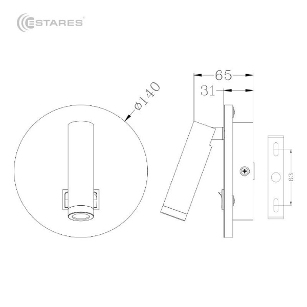 купить Светильник настенный (спот) свд 10Вт 4000К 900лм белый поворотный Estares в Тольятти Светильник настенный (спот) свд 10Вт 4000К 900лм белый поворотный Estares