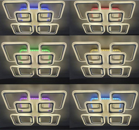 купить Светильник потолочный (люстра) свд 150Вт 3000-6500К 11250лм белый пульт диммер подсветка RGB в Тольятти Светильник потолочный (люстра) свд 150Вт 3000-6500К 11250лм белый пульт диммер подсветка RGB