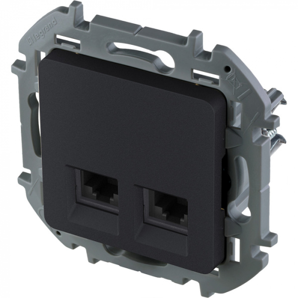 купить Инспириа антрацит розетка RJ45 8(8) скрытая 2-ая cat5e в Тольятти Инспириа антрацит розетка RJ45 8(8) скрытая 2-ая cat5e