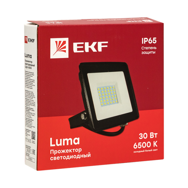 купить Прожектор свд 30Вт 6500К 5600лм черный IP65 110° Luma EKF в Тольятти Прожектор свд 30Вт 6500К 5600лм черный IP65 110° Luma EKF