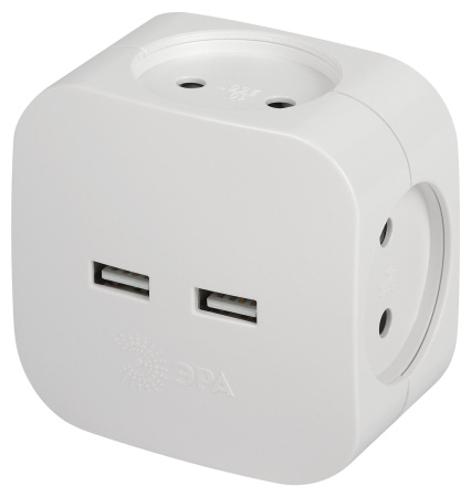 купить Разветвитель электрический ЭРА SP-4-USB-W на 4 розетки + 2xUSB 2400mA, без заземл 10А (белый) в Тольятти Разветвитель электрический ЭРА SP-4-USB-W на 4 розетки + 2xUSB 2400mA, без заземл 10А (белый)