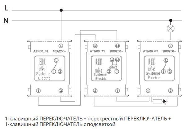 AtlasDesign переключатель скрытая бежевый 1кл 10А IP20 перекрестный