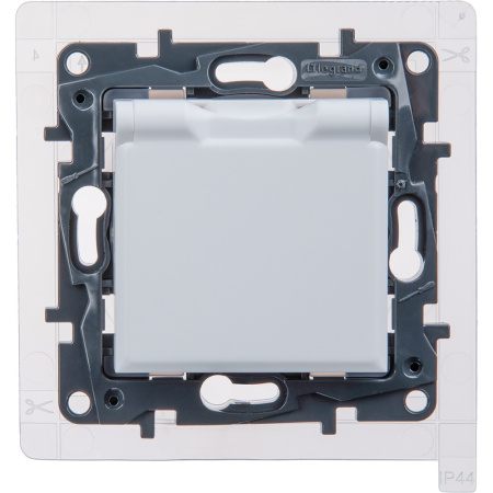 Этика белый розетка скрытая 1-мест с крышкой IP44 