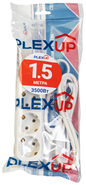 купить Удлинитель 3-мест 1,5м ПВС 3*1 белый PlexUp   в Тольятти Удлинитель 3-мест 1,5м ПВС 3*1 белый PlexUp