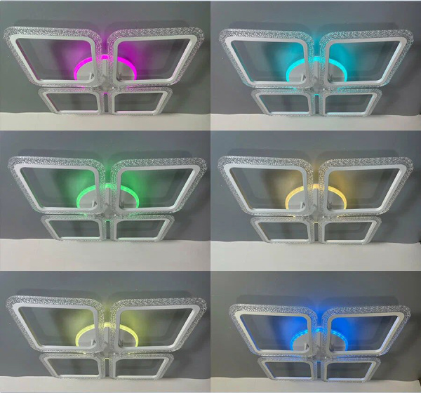 купить Светильник потолочный (люстра) свд 75Вт 3000-6500К 5625лм белый пульт диммер подсветка RGB, Bluetoot в Тольятти Светильник потолочный (люстра) свд 75Вт 3000-6500К 5625лм белый пульт диммер подсветка RGB, Bluetoot