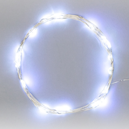 купить Гирлянда нить 2м белый 20свд IP20 серебро провод роса эл.питания 2*CR2032 в Тольятти Гирлянда нить 2м белый 20свд IP20 серебро провод роса эл.питания 2*CR2032