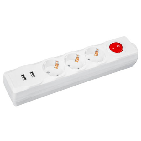 купить Удлинитель 3-мест 1,8м ПВС 3*1 белый выкл 2*USB Navigator   в Тольятти Удлинитель 3-мест 1,8м ПВС 3*1 белый выкл 2*USB Navigator