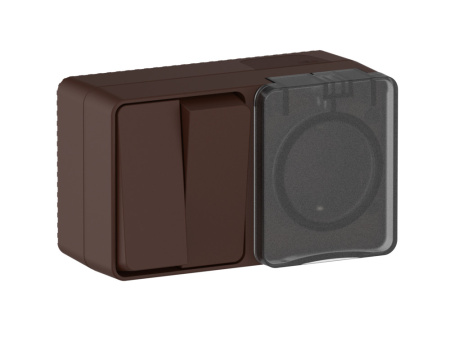 Атлас Профи коричневый блок Р+В2кл открытая горизонтально заземление шторки IP54