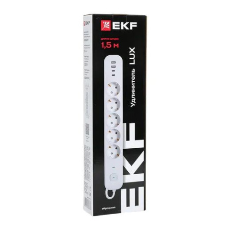 купить Удлинитель 5-мест 1,5м ПВС 3*1,5 белый выкл EKF  2USB 2,4А+2USBtype-С в Тольятти Удлинитель 5-мест 1,5м ПВС 3*1,5 белый выкл EKF  2USB 2,4А+2USBtype-С