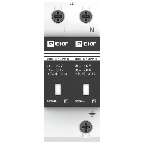 Ограничитель перенапряжения ОПС-В 2Р 30/60кА 440В EKF