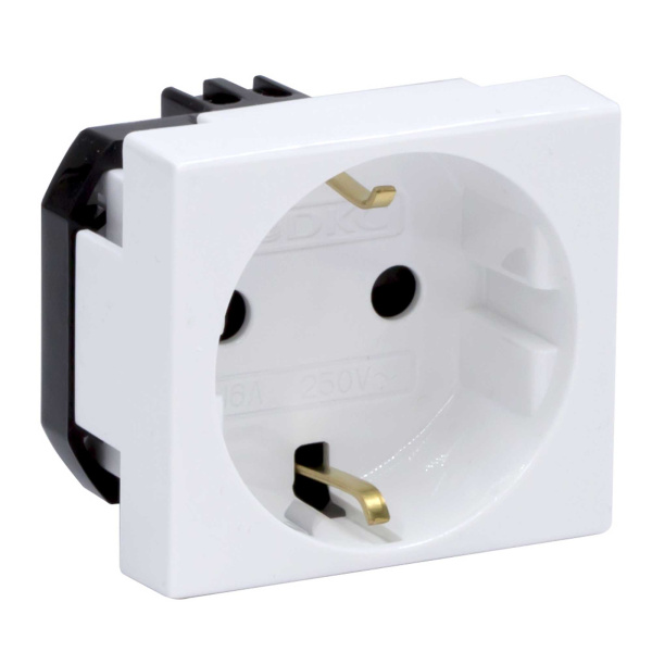 купить Вива белый розетка кабель-канал 1-мест заземление шторки IP20  в Тольятти Вива белый розетка кабель-канал 1-мест заземление шторки IP20