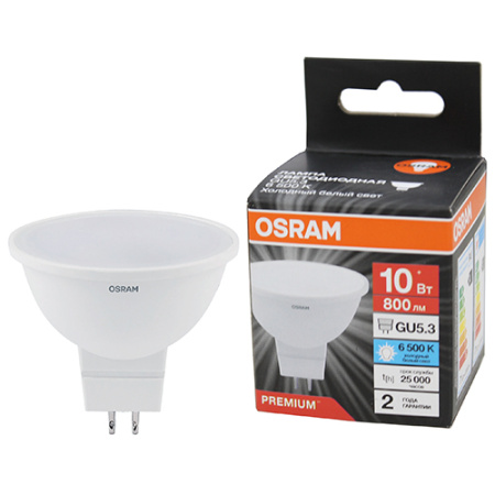 купить Лампа свд 220В GU5.3 10Вт 6500К 800лм MR16 матовая Osram LED Value black в Тольятти Лампа свд 220В GU5.3 10Вт 6500К 800лм MR16 матовая Osram LED Value black