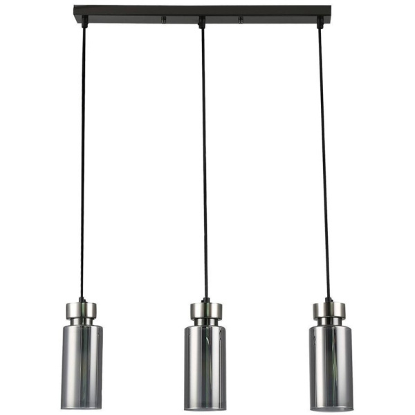 купить Светильник подвес 3*15Вт E14 никель цилиндр дымчатый  в Тольятти Светильник подвес 3*15Вт E14 никель цилиндр дымчатый