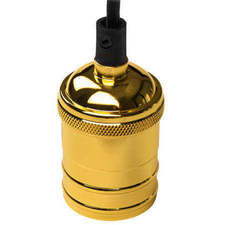 Патрон подвесной Е27 пластик/металл со шнуром 1м золото Jazzway RETRO