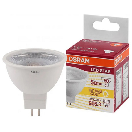 купить Лампа свд 220В GU5.3 5Вт 3000К 400лм MR16 матовая Osram Led Star в Тольятти Лампа свд 220В GU5.3 5Вт 3000К 400лм MR16 матовая Osram Led Star
