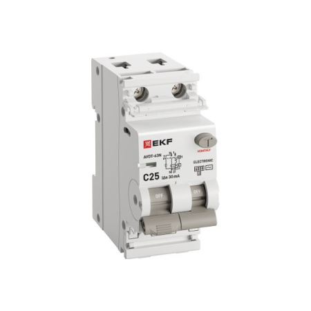 купить Дифавтомат 2Р 25А C тип AC 30мА 6кА 2мод АВДТ-63N EKF PROxima в Тольятти Дифавтомат 2Р 25А C тип AC 30мА 6кА 2мод АВДТ-63N EKF PROxima