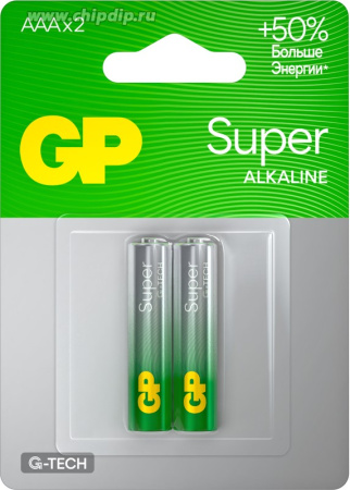 купить Батарейка AAA(мизинчик) алкалиновая BL2 GP Super  в Тольятти Батарейка AAA(мизинчик) алкалиновая BL2 GP Super