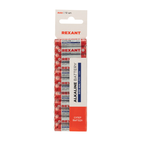 купить Упаковка батареек 12 штук AAA (мизинчиковые) алкалиновые Rexant в Тольятти Упаковка батареек 12 штук AAA (мизинчиковые) алкалиновые Rexant