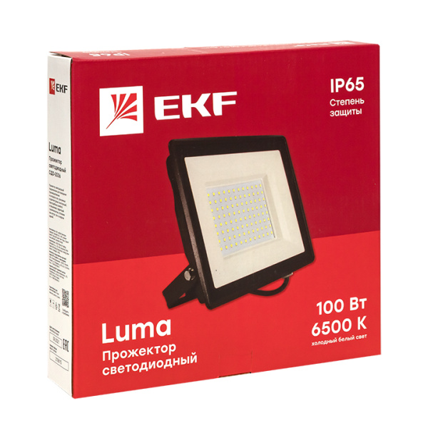 купить Прожектор свд 100Вт 6500К 8000лм черный IP65 110° Luma EKF в Тольятти Прожектор свд 100Вт 6500К 8000лм черный IP65 110° Luma EKF