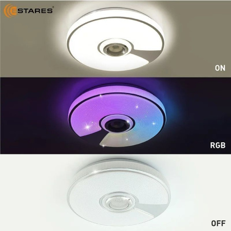 купить Светильник настенно-потолочный свд 60Вт RGB круг белый/хром  пульт ДУ Estares музыкальная, API в Тольятти Светильник настенно-потолочный свд 60Вт RGB круг белый/хром  пульт ДУ Estares музыкальная, API