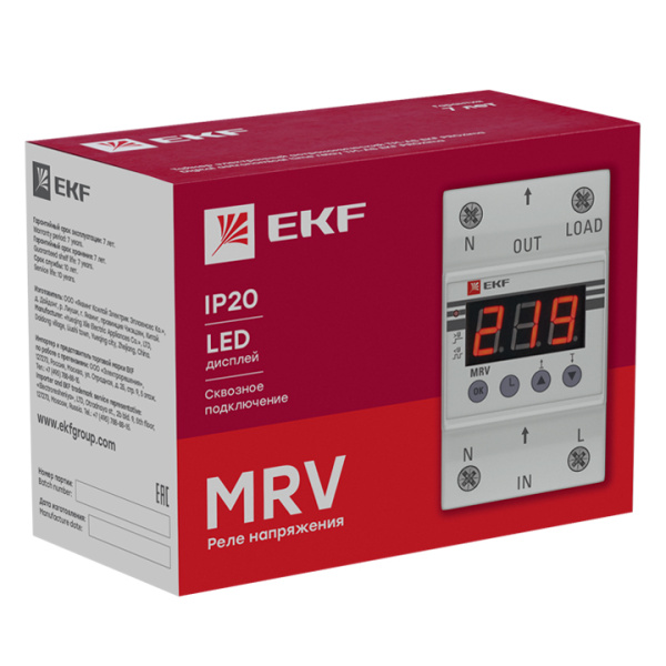 купить Реле напряжения 1ф 63А 3мод MRV EKF ЖКИ в Тольятти Реле напряжения 1ф 63А 3мод MRV EKF ЖКИ
